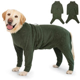 Dog Coats Autumn Winter Jumpsuit for Large Medium Dogs, Warmer Polar Fleece Dog Bodysuit Lightweight Pajamas, Pullover Stretchy Cold Weather Clothes (Dark Green, 5XL)
