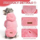 EXPAWLORER Fuzzy Dog Sweaters, Double-Sided Plush Fleece Soft Doggie Hoodie with Leash Hole, Pet Cold Weather Clothes Winter Coat, Sherpa Hooded Sweatshirt for Small Medium Large Dogs(Pink XL)