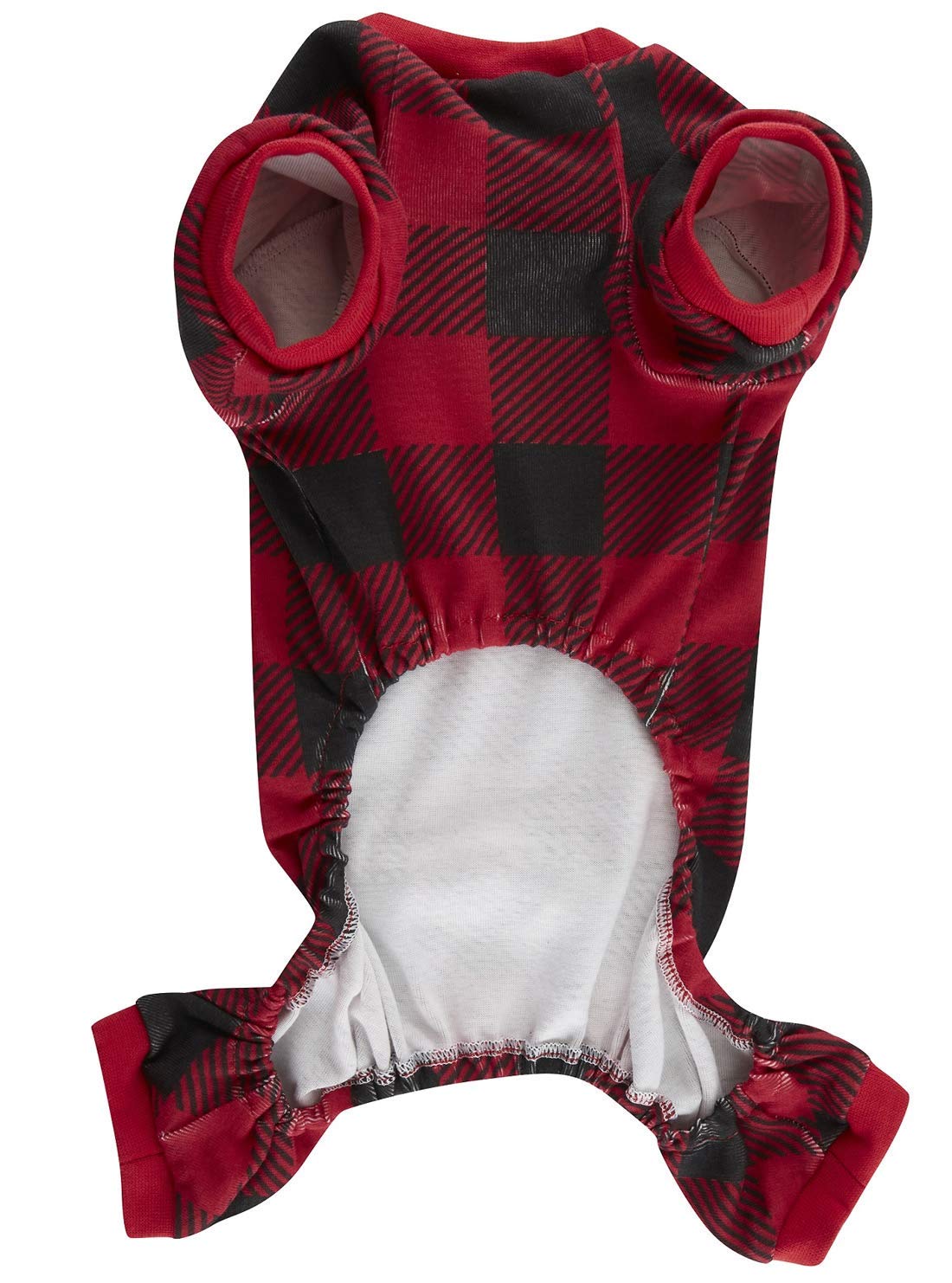 Red Plaid Christmas Clothes for Dogs Pajamas Onesie PJS, Back 23" XLarge