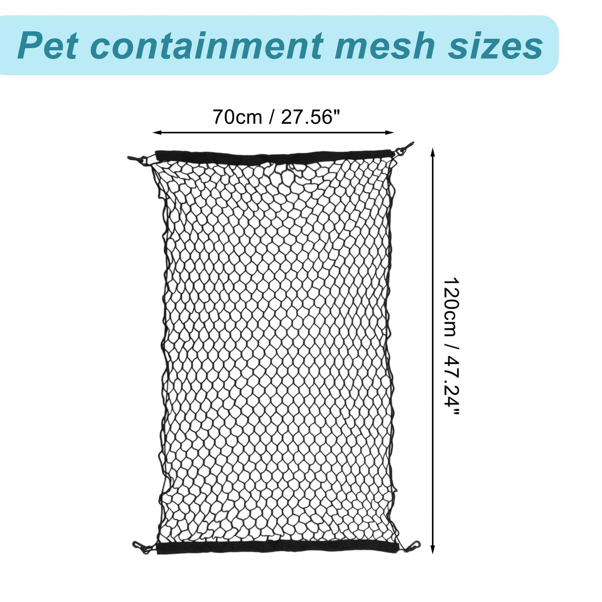 GLIDESMOOTH Dog Car Net Barrier, Hook Pet Divider - Black, 47.24"x27.56"