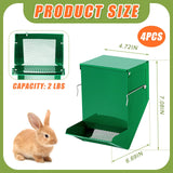 Maxcheck 4 Pcs Rabbit Feeder for Cages Small Animal Food Dispenser with Lid Metal Rabbit Feeders Outside for Guinea Pig(4.7 Inches,Green)