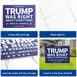 Probsin Trump 2024 Yard Sign with Metal H Stakes Double Sided 12" x 17" Trump Was Right About Everything Wake Up America Sign Outdoor Decorations for Indoor Outdoor Lawn,Garden,Window,Party Supplies