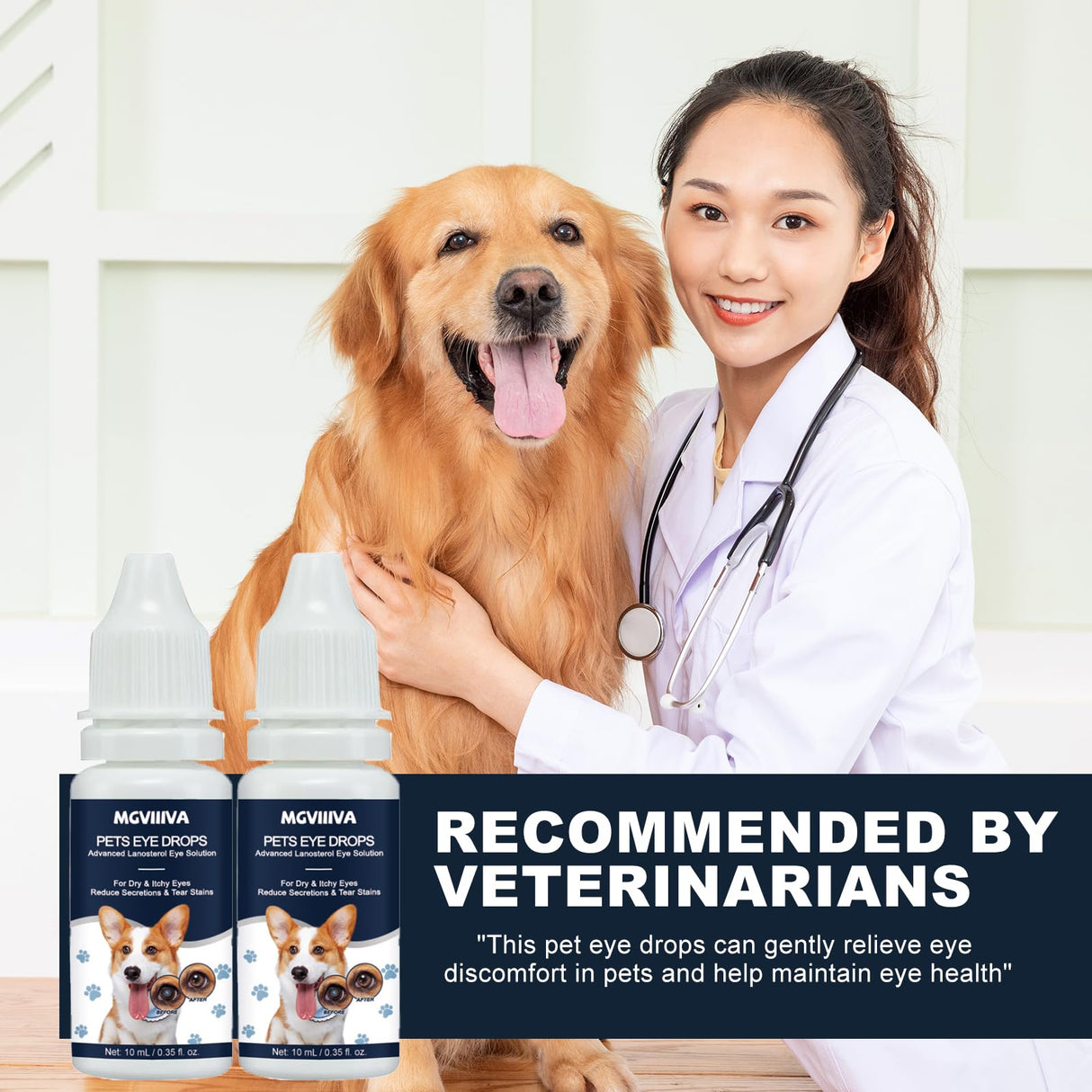 Cataract Drops for Dogs, Dog Eye Drops for Relieving Itching & Irritation, Vet Recommend Eye Drops for Dogs Eye Infection Treatment, Long-Lasting Relief for Dryness Pink Eyes Vision Clarity (2 X10ml)