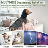 KOESON Dog Calming Hoodie, Pet Thunder Jacket with Ear Wrap, Breathable Dog Anti-Anxiety Vest for Thunder, Fireworks, Travel, Separation, Comfort Pet Anxiety Relief Wrap, Grey M