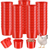 Sumind 60 Pcs Cage Cups Chicken Feeder Birds Hanging Feeders Seed Bowl 8 oz Plastic Water Bowl Hanging Chicken Gamefowl Waterer Feeding Watering Dish Coop Cups for Parrot Parakeet Poultry(Red)