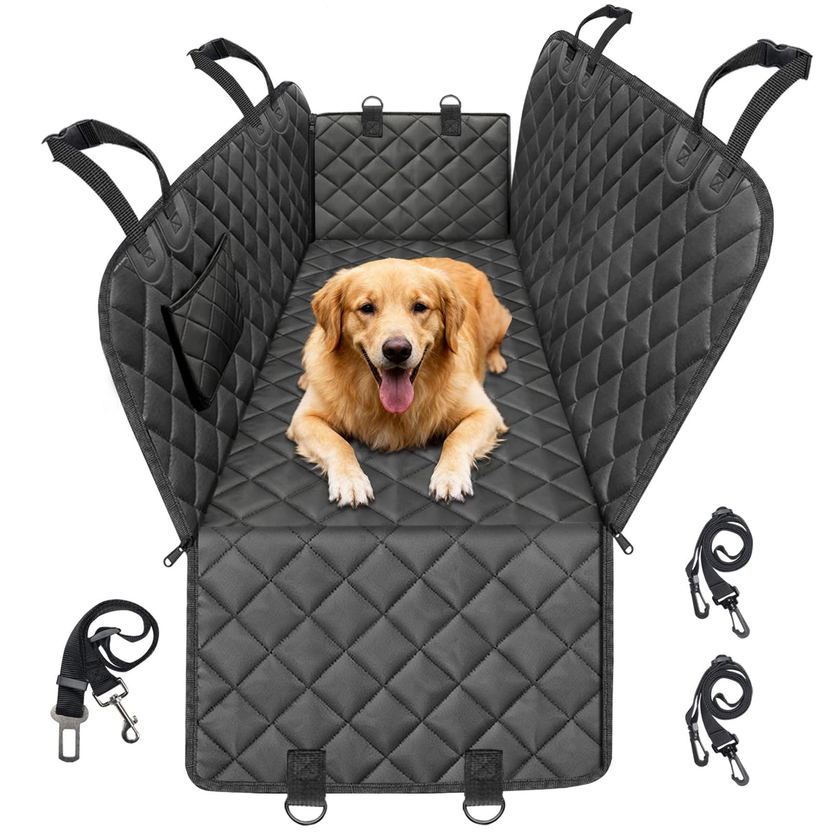 Viaviat Dog Car Seat Cover,Pets Back Seat Extender,600D Heavy Durable 100% Waterproof Scratchproof Soft Dogs Hammock, Nonslip Backseat Protector for Cars Trucks SUVs