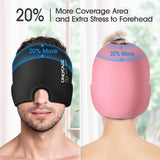 ONLYCARE Migraine Relief Cap, Upgraded Odorless Migraine Ice Head Wrap, Headache Relief Hat for Migraine, Black & Pink