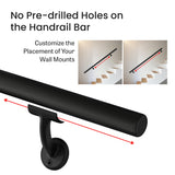 Meranti Aluminum Handrail for Indoor or Outdoor Steps and Stairs – Hand Rails for Elderly – DIY Complete Stair Railing Kit (4' Length, Black)