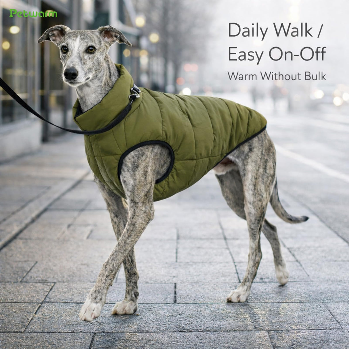 PetWarm Reversible Dog Winter Coat, Windproof Dog Puffer Vest, Soft Vest for Dogs with Hook-and-Loop Strap for Easy Dressing, Waterproof Coat for Dogs with Adjustable Fit, Green, 2XL