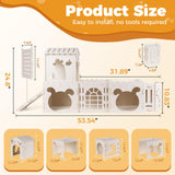 Extra Large Rabbit House, Wooden Bunny Castles with 4 Houses and Hay Feeder, Indoor Guinea Pig Castles Multistory Climbing Tower, Sturdy Wooden Bunny Cage Indoor, Small Animal Pet Rabbit Habitat