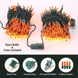 BrizLabs Orange Halloween Lights, 69.6FT 300 Count Halloween String Lights Linkable, UL Certified Orange Light String, Mini Incandescent Light Set for Indoor Outdoor Christmas Fall Thanksgiving Tree