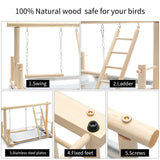 FrgKbTm Natural Wood Bird Playground Parrot Perch Playstand Play Gym Stand Playpen Perches Ladder Swing Platform with Toys Exercise Playgym for Luonfels,Budgie,Cockatiels,Conures,Parakeets,Lovebird