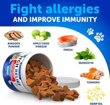 Load image into Gallery viewer, Dog Allergy Relief Chews - Itching Skin Relief for Dogs - Fish Oil - Omega 3 - Seasonal Allergies Pills - Skin &amp; Coat, Anti Itch,Hot Spots Treatment - Canine Immune Health Supplement - 120 Soft Treats
