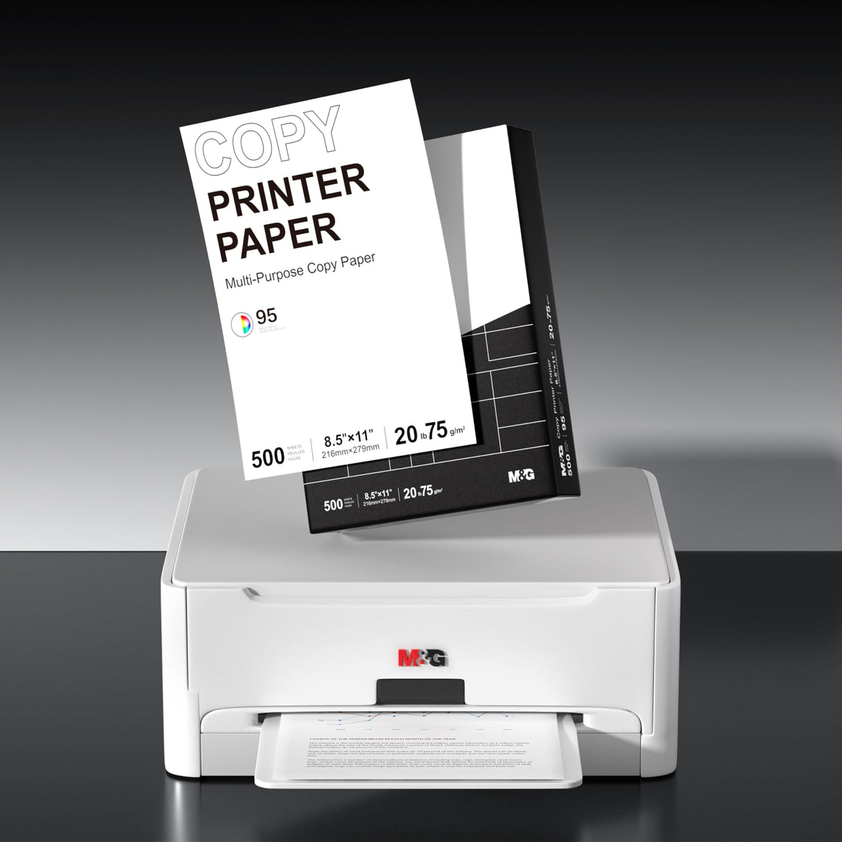 M&G Multipurpose Copy Printer Paper, 8.5 x 11, 20lb, 1 Ream (500 Sheets), 95 Bright, White