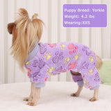 YIKEYO Dog Sweaters for Small Dogs, Dog Pajamas Winter Girl and Boy,Puppy 4 Legged Clothes Chihuahua Yorkie Teacup Jumpsuit Cute Feet Print(Purple, XXS)