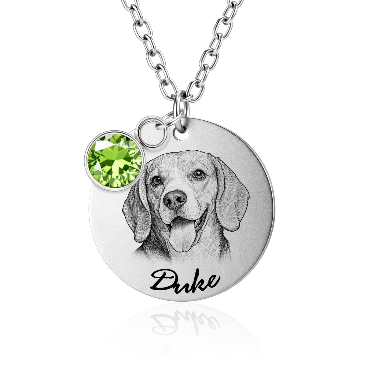 CDBUY Custom Dog Necklace for Women – Personalized Pet Portrait Pendant with Photo or Name, Customized Engraved Round Memorial Gifts for Dog or Cat Loss