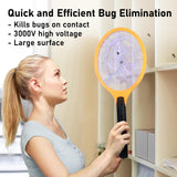 Electric Fly Swatter Handheld Bug Zapper - Indoor Outdoor 20in Zapping Racket for Pest Mosquito & Flies - Battery Powered Safe to Touch with 3-Layer Safety Mesh, standard Size, Pack of 2