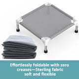 Elevated Dog Bed with Teslin Cooling Fabric - Lightweight Dog Cot for Small Dogs, Waterproof & Washable Breathable Mesh, Raised Pet Bed for Indoor Outdoor Use, Anti-Slip, Easy Clean