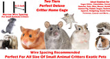 Deluxe Two Tiers Small Animal Critter Cage Tight 1/2-Inch Bar Spacing Water Bottle Food Bowl Feisty Ferret Hammock Chinchilla Rat Mice Squirrel Rabbit Sugar Glider Easy Clean Pull Out Grate Tray