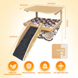 DCIAER Guinea Pig Hideout，Natural Wood Removable Guinea Pig Bed, Small Animal Habitat with Hanging Hammock/Staircase/Cushion, Suitable for Small Animals to Hide, Rest, Play