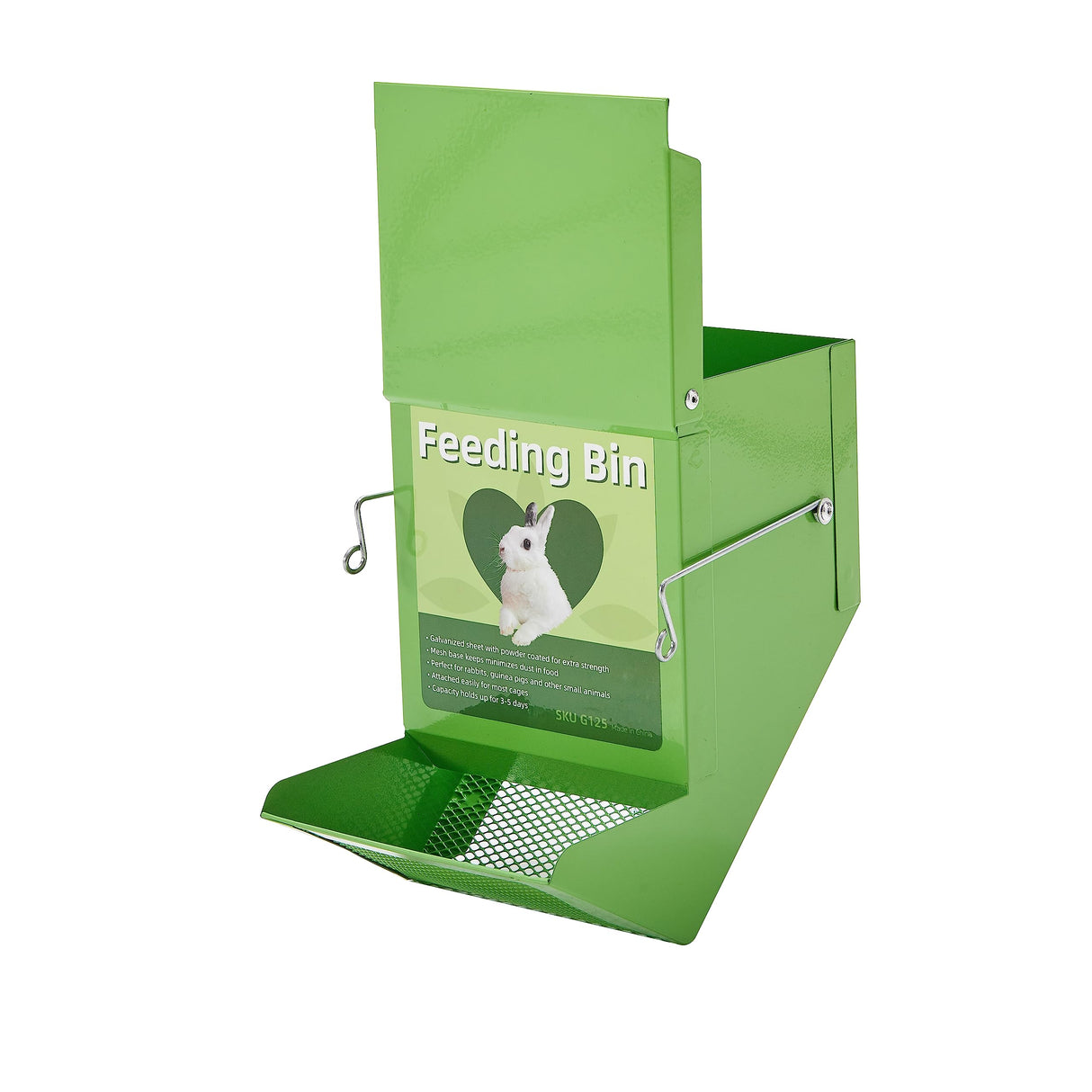 CounttyLivin Metal Small Animal Feeder with Lid, Heavy Duty, Large Capacity Food Dispenser, Great for Rabbits, Guinea Pigs, Chinchillas and Other Small Animals. (4.6 inch, Green)