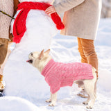 KOOLTAIL Valentines Dog Sweater for Large Medium Small Dogs,Turtleneck Cable Knitwear Pet Cold Weather Coats with Leash Hole, Warm Winter Pullover Clothes for Bulldog, Yorkie,Boy Girl, Pink M