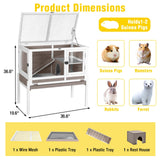 Aivituvin 2-Story Indoor Rabbit Hutch Guinea Pig Cage with Stand, Wooden Bunny Cage Small Animal Cages with Chew-Proof Ramp, Pull-Out Tray & Leakproof PVC Layer (Brown)