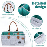 Brabtod Felt Dog Grooming Bag, Pet Portable Tote Bag with Handle, Dogs Storage Organizer, 3 Compartments Caddy with 8 Pockets, Ideal for Dog Cat Grooming Tool Kit/Diaper/Blanket/Pads-Gray