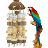 KATUMO Bird Toy, Large Parrot Natural Wooden Blocks Chewing Toy Suits for African Grey Cockatoos Amazon Parrots Large Medium Birds
