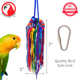 Bonka Bird Toys 51214 Small Aglet Heaven Cotton Shoelace Toy with Plastic Aglets and 2" Ring for Parakeets Cockatiels Quakers Pionus Small Bird Enrichment