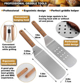 ROMANTICIST 8pcs Professional Griddle Accessories Kit - Heavy Duty Stainless Steel Grill Spatula Set for Grill Griddle Hibachi Flat Top Outdoor Cooking - Great Grill Gift on Birthday Wedding