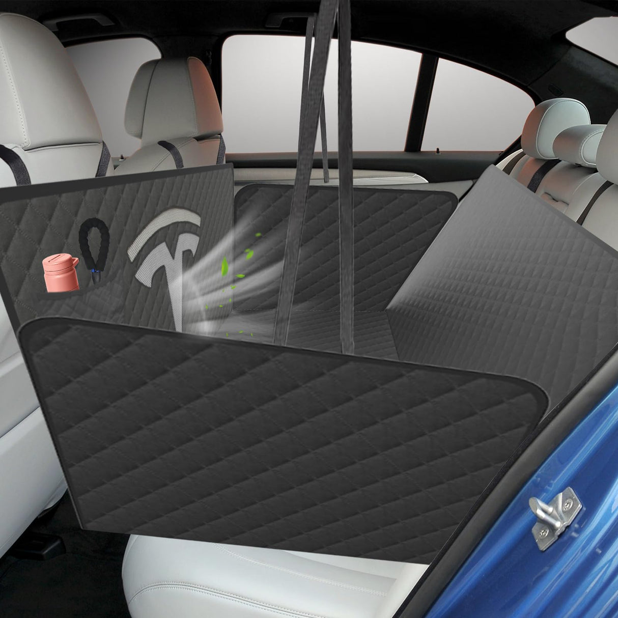 Dog Car Seat Cover for Back Seat for Tesla Model Y and Model 3 Ruff Liners Dog Back Seat and Door Cover Waterproof Pet Seat Cover Protects Dog Hammock for Tesla Model 3 Accessories Model Y Accessories