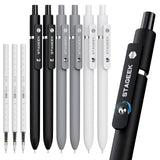 STAGEEK Black Gel Pens GX3, 6 Pcs Fine Point Smooth Writing Pens with 3 Extra Refills, Quick Dry Black Ink Pens for Journaling, Office, Note Taking, School Supplies, Nurse Aesthetic(Black Gray White)