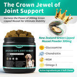 POPPAW Advanced Dog Joint Supplement – 15-in-1 Glucosamine for Dogs with Chondroitin, MSM & Green Lipped Mussel – Hip & Joint Pain Relief Mobility Chews, Chicken Flavor, 90Ct Breeds