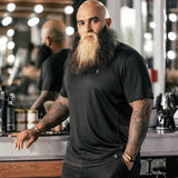 Barber Strong The Barber Tech Tee, Men's Black, Hair Repellent, Ultra Lightweight T-Shirt with Breathable Vented Side Panels, Moisture-Wicking 4-Way Stretch Fabric, Size Medium, Great for Pet Grooming