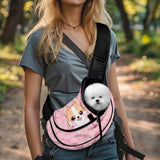 COEQINE Dog Sling for Medium Dogs Puppy Carrier Sling Corgi Paw Print Pet Crossbody Purse Zipper Front Facing Dog Pouch Soft for Small Breeds Cats Dogs Walking Breathable Mesh Satchel