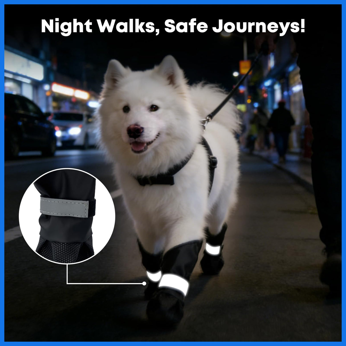 Winter Dog Boots with Leg Protection, Non-Slip Sole for Small & Medium Dogs - Waterproof Adjustable Straps, Paw Protector for Outdoor Walking & Hiking (L)