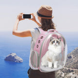 GeerDuo Cat Backpack, Airline Approved Bubble Carrying Bag for Small Medium Dogs Cats, Space Capsule Pet Carrier Dog Hiking Backpack Travel Carrier (Pink)