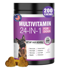 Load image into Gallery viewer, 24-in-1 Dog Vitamins and Supplements 200 Ct Dogs Multivitamin Chewable Contain Chondroitin Probiotics Omega-3 Glucosamine for Dogs Skin Coat Heart Joint Gut Liver Brain Eyes Immune Support - Chicken
