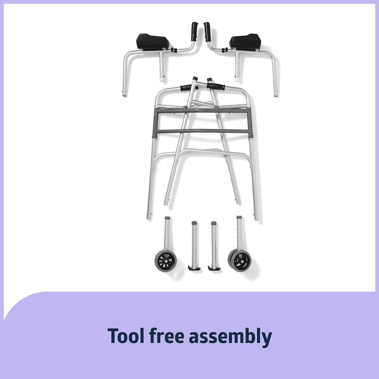 Medline Upright Aluminum Junior Folding Walker – Comfortable, Maneuverable, for Injury, Balance, Posture & Recovery