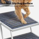 Veehoo Extra Wide Dog Steps for Car Truck SUV Foldable, 5 Steps Lightweight Aluminum Dog Stairs for Injured Senior Large Dogs 20" Wide, Folding Pet Ramp Ladder with Non Slip Surface, up to 170lbs