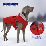 FUAMEY Dog Jackets for Large Breed, Adjustable Dogs Coats Fleece Lined for Chilly Morning, Thermal Winter Pups Outfits with Harness Hole, Sleeveless Puppy Vest Waterproof (Red, 2XL)
