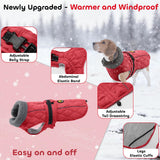 Sheripet Dog Coat Winter, Waterproof Quilted Dog Jacket for Cold Weather, Reflective Adjustable Puppy Winter Coat, Warm Turtle-Neck Pet Fleece Snow Jacket for XX-Large Dogs, NewRed XXL