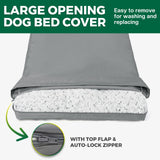 PAWFINITY Waterproof Dog Bed Cover Replacement Washable, Easy to Clean, Pet Hair Resistant, Heavy Duty Oxford, Zipper Closure, Indoor/Outdoor Use, Fits 48 Inch Dog Crate - Large, 47"x 29"x 4", Grey
