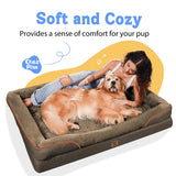 Washable Orthopedic Large Dog Bed - Big Dog Beds with Removable Waterproof Cover and Non-Slip Bottom XL Large Pet Beds with Bolster Extra Large Dogs Bed