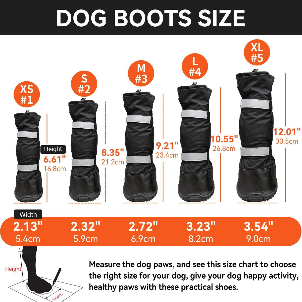 Billionchains 4 PCS Dog Boots Waterproof Dog Shoes with Reflective, Anti-Slip Pet Paw Protectors for Snowy, Rainy and Hot Pavement, Black, Small