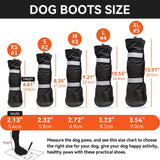 Billionchains 4 PCS Dog Boots Waterproof Dog Shoes with Reflective, Anti-Slip Pet Paw Protectors for Snowy, Rainy and Hot Pavement, Black, Small