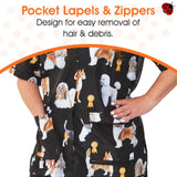Ladybird Line 803 Water Resistant Dog Groups Stylist Grooming Smock, Hair and Bleach Resistant with Covered Zipper Panel, Mesh Back and Back Tie Belt, Ideal for Pet Groomers and Vet Clinics - Medium