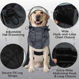 Dora Bridal Dog Raincoat for Large Dogs, Adjustable Clear Hooded Dog Rain Jacket, Waterproof Dogs Rain Coat Poncho with Reflective Strips for Labrador, Golden Retriever, German Shepherd, Grey,3XL