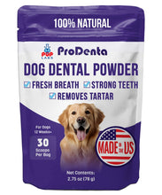 Load image into Gallery viewer, Pup Labs ProDenta, All-Natural Dog Dental Powder for Teeth Cleaning, Dental Powder for Dogs Teeth with Breath Freshener. Easy to use for Tartar Removal and Leaky Gums. Made in USA, 30 Servings
